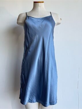 THX Silk Slip Dress Small Blue sleeveless Mulberry Silk short adjustable straps